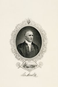 Portræt af Sam Houston med udsigt over byen, ca. 1855-c. 1860 (stålbelagt gravering på vævet papir) af American School