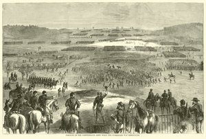 Den konfødererede hærs stilling, da overgivelsen blev annonceret, april 1865 af American School
