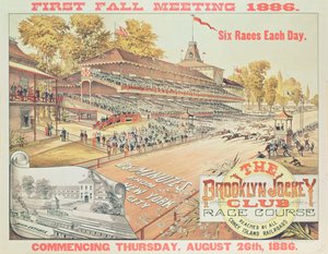 Plakat, der reklamerer for Brooklyn Jockey Club Race Course, 1886