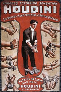 Plakat, der reklamerer for en forestilling af Houdini af American School