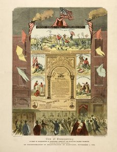 Plakat, der fejrer "Emancipation in Maryland, 1. november af American School