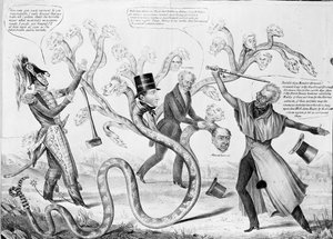 Præsident Andrew Jackson (1767-1845) dræber Hydraen af American School