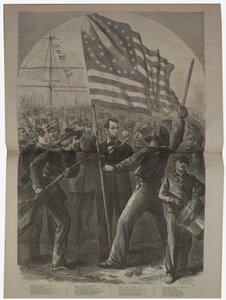 Præsident Lincoln bliver involveret i slaget ved Fort Stevens, illustration fra "Harper