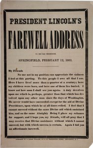 Præsident Lincolns farveltale til sine gamle naboer, Springfield, 12. februar 1861