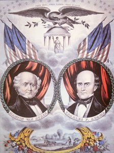 Præsidentkampagneplakat forestillende Martin van Buren (1782-1862) og Charles F. Adams (1807-86) for 