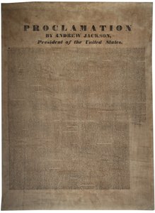 Proklamation af Andrew Jackson (1767-1845), USA