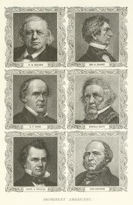 Fremtrædende amerikanere, H W Beecher, William H Seward, SP Chase, Winfield Scott, Stephen A Douglas, John Ericsson af American School
