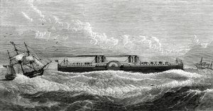 Foreslået færgedamper mellem Dover og Calais, illustration fra Appletons Journal, 4. maj 1872 af American School