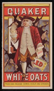 Quaker Oats, reklame slutningen af det 19. eller begyndelsen af det 20. århundrede (chromolitho) af American School