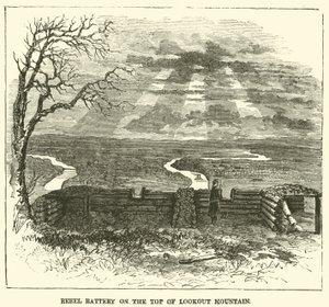 Rebel Battery på toppen af Lookout Mountain, november 1863 af American School