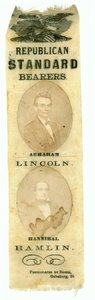 Republican Standard Bearers, Abraham Lincoln og Hannibal Hamlin, 1860 (trykt tekstil) af American School