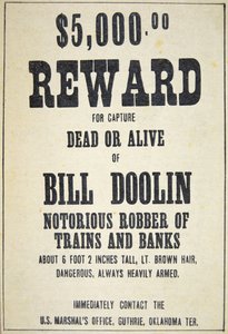 Belønningsplakat for Bill Doolin (1858-96) (litho) af American School