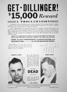 Belønningsplakat til John Dillinger af American School