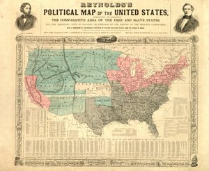 Reynoldss politiske kort over USA, ca. 1850 af American School