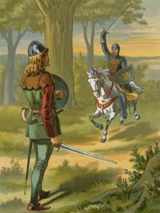 Robin Hood stops the knight in black armour  af American School