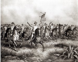 Rough Riders: Oberst Theodore Roosevelt, amerikansk kommandør ved San Juan Hill, Santiago, Cuba, 1898 af American School