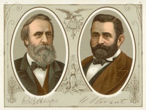Rutherford B Hayes, Ulysses S Grant (chromolitho) af American School
