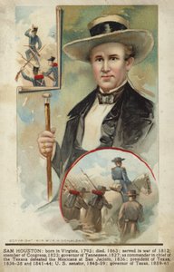 Sam Houston (farvet litografi) af American School