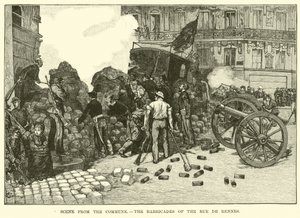 Scene fra kommunen, barrikaderne i Rue de Rennes af American School
