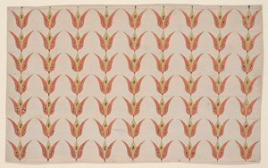 Syv rækker tulipaner, Fraktur-maleri, ca. 1800-20 af American School