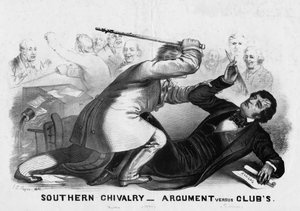 Sydlig ridderlighed: argument versus klubber, udgivet i New York ca. 1856 af American School