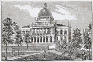 Sydlig udsigt over State House i Boston på Beacon Street, fra 
