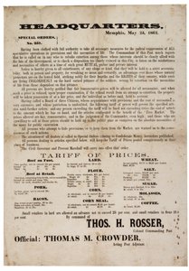 Specialbestillingsnr. 357 udgivelse af fødevarepriser for at forhindre spekulation, 23. maj 1862 af American School