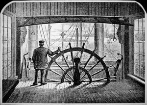 Dampskibspilot i styrehuset, ca. 1870 (gravering) af American School