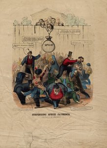 Suspendering af artsbetalinger, offentliggjort i Philadelphia, ca. 1857 af American School