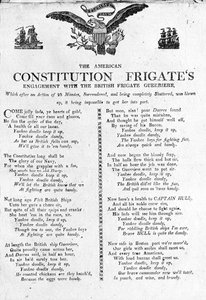 The American Constitution Fregates Engagement with the British Fregate Guerriere (print) af American School