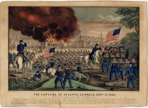 The Capture of Atlanta, Georgia, 2. september 1864, pub. af Currier & Ives, ca. 1864 af American School
