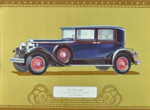 The Club Sedan, A Custom Eight af Packard, pub.1930 (farvelitografi) af American School