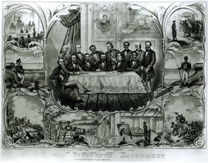 Den femtende ændring, underskrevet af præsident Ulysses S. Grant (1822-85) marts 1870 (litho) (s/h foto) af American School