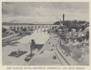 Harlem River Driveway (Speedway) og High Bridge (s/h foto) af American School