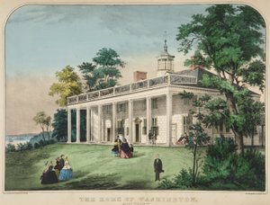 The Home of Washington, Mount Vernon, Va., pub. ca. 1857 (farve litho) af American School