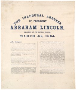 Præsident Abraham Lincolns åbningstale holdt på National Capitol, 4. marts 1865 af American School
