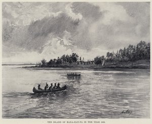 Øen Mana-hat-ta i år 1600 (litho) af American School