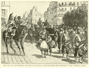 Det gamle og nye regime, den republikanske nationalgarde, der hilser resten af den kejserlige garde af American School