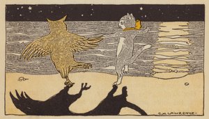 Uglen og Pussycat (farve litho) af American School
