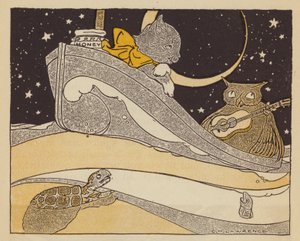 Uglen og Pussycat (farve litho) af American School