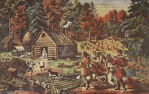 The Pioneers Home on the Western Frontier, udg. 1867, Currier & Ives af American School