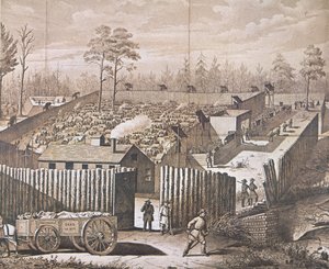 Krigsfangelejren i Andersonville (litografi) af American School