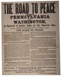 Vejen til fred gennem Pennsylvania via Washington, som udviklet af sydlige oprørere og deres demokratiske allierede, King & Baird (1839-1876), 7. september 1863 af American School