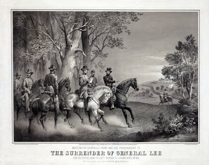 General Lees overgivelse, pub. 1866 (litografi) af American School