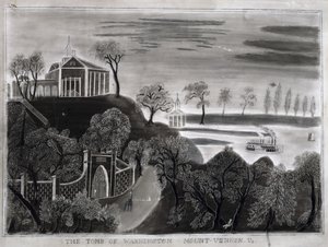 The Tomb of Washington, Mount Vernon, Va., efter 1807 (grafit på sandpapir) af American School