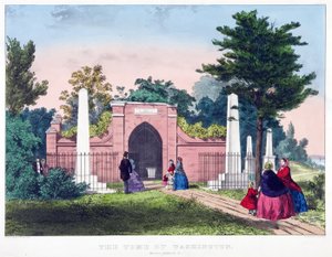 The Tomb of Washington, Mount Vernon, Va., pub. ca. 1857 (farve litho) af American School