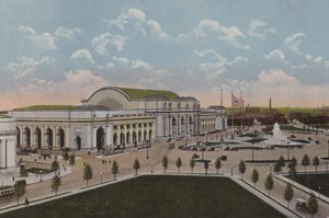 Union Station, Washington DC (farvelitografi) af American School