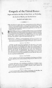 The United States Bill of Rights, afsluttet 1789 (print) af American School