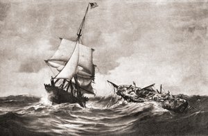 Tilfangetagelsen af HMS Frolic af krigssluppen USS Wasp, en flådeaktion udkæmpet i Atlanterhavet den 18. oktober 1812, under krigen i 1812, fra 