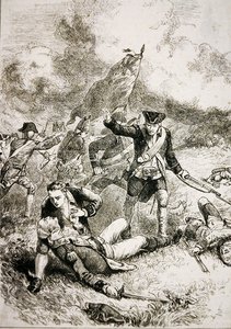 Major John Pitcairns død fra de britiske marinesoldater i slaget ved Bunker Hill af American School